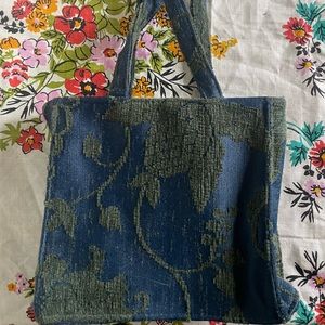 Vintage Blue and green velvet purse